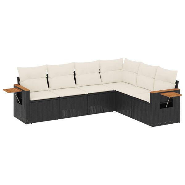 vidaXL 6-dijelni set vrtnih sofa s jastucima crni od poliratana