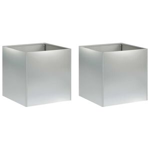 vidaXL Vrtna saksija 2 kom. Srebrna 20 x 20 x 20 cm Pocinčani čelik