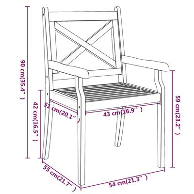 vidaXL Vanjske blagovaonske stolice 2 kom od masivnog bagremovog drva