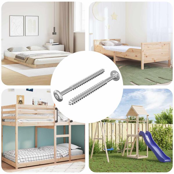 vidaXL Drvene vijake 2 pcs Srebrno M6 x 70 mm Čelik