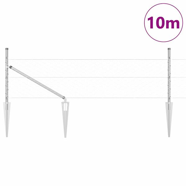 vidaXL Stup za ogradu Srebrno 10 x 0,8 m (mreža 50 mm) Čelik