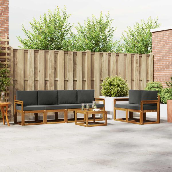 vidaXL Set vanjskih sofa 7 pcs Prirodna i antracit Čvrsto drvo akacije