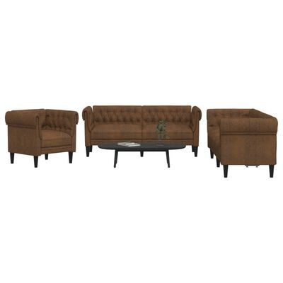 vidaXL 3-dijelni set sofa smeđi od tkanine
