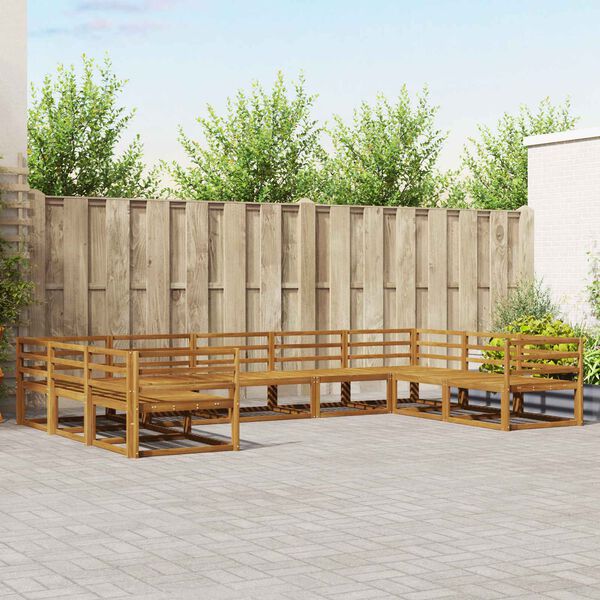 vidaXL Set vanjskih sofa 9 pcs Prirodna Čvrsto drvo akacije