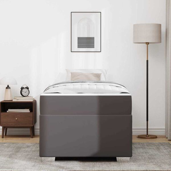 vidaXL Krevetna konstrukcija s madracem Siva 90 x 200 cm tkanina