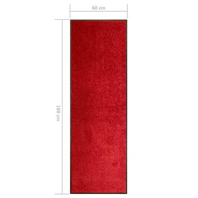 vidaXL Otirač perivi crveni 60 x 180 cm