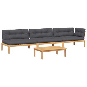 vidaXL 4-dijelni set vrtnih sofa od paleta s jastucima od drva bagrema