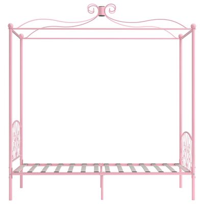 vidaXL Okvir za krevet s nadstrešnicom ružičasti metalni 90 x 200 cm