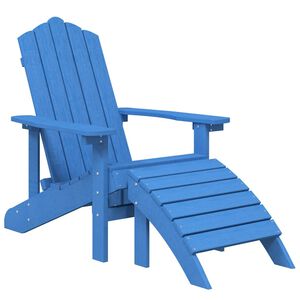 vidaXL Vrtna stolica Adirondack s osloncem za noge HDPE boja vode