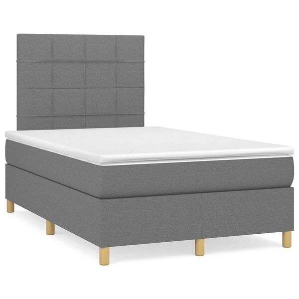 vidaXL Krevet box spring s madracem tamnosivi 120 x 190 cm tkanina