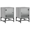 vidaXL Noćni ormarići staklena vrata 2 kom boja hrasta 35 x 37 x 50 cm