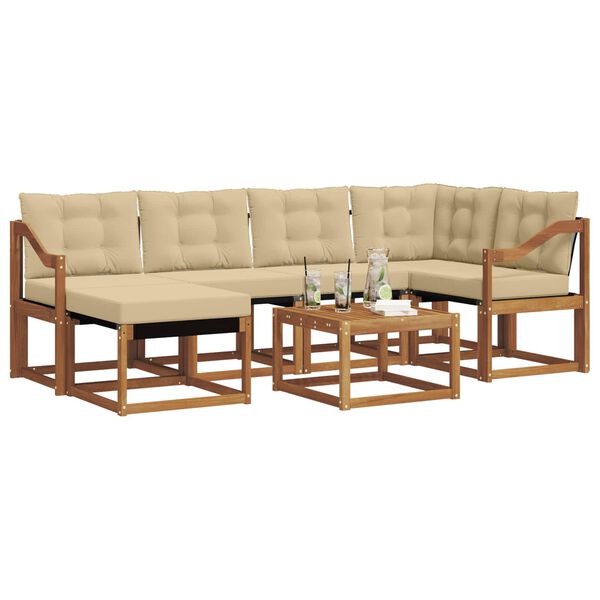 vidaXL Set vanjskih sofa s jastukom 7 pcs Prirodna i bež
