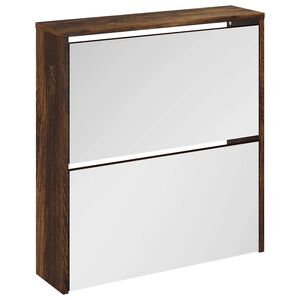 vidaXL Ormarić za cipele s ogledalom 2 razine boja hrasta 63x17x67 cm