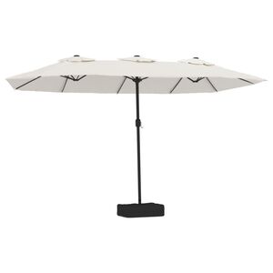vidaXL Dvostruki vrtni suncobran LED pje&scaron;čano bijeli 449 x 265 cm