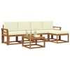 vidaXL Set vanjskih sofa 6 pcs Prirodna i krem Čvrsto drvo akacije