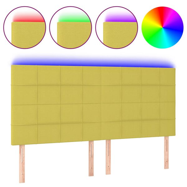 vidaXL LED uzglavlje zeleno 160x5x118/128 cm od tkanine