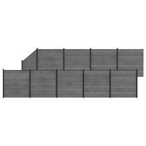 vidaXL Set ograde 10 kom. 1657 x 186 cm WPC i aluminij Siva