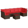 vidaXL 8-dijelni set vrtnih sofa s jastucima smeđi od poliratana