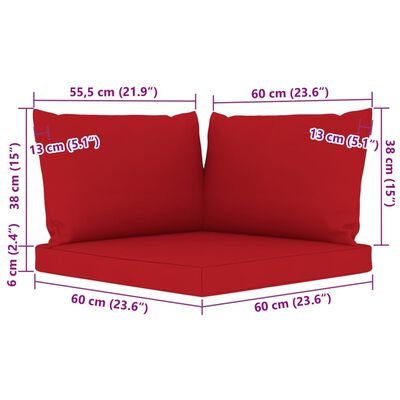 vidaXL 11-dijelna vrtna garnitura s crvenim jastucima