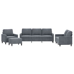 vidaXL 4-dijelni set sofa s jastucima tamnosivi bar&scaron;unasti