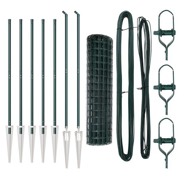 vidaXL Ograda s stupovima Zelena 1 x 10 m Čelik