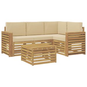 vidaXL Set vanjskih sofa 5 kom. Bijela i bež Poliester