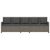 vidaXL Vrtna sofa 5-sjed s jastucima sivi poliratan