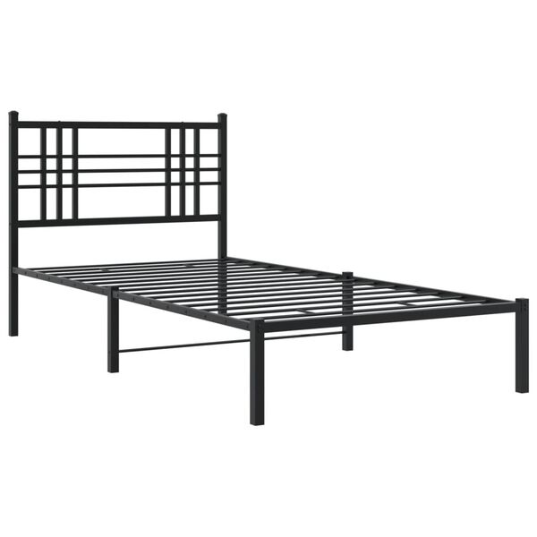 vidaXL Metalni okvir za krevet s uzglavljem crni 90x190 cm