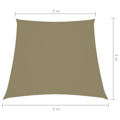 vidaXL Jedro za zaštitu od sunca od tkanine trapezno 3/4 x 3 m bež