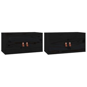 vidaXL Zidni ormarići 2 kom crni 60x30x30 cm od masivne borovine