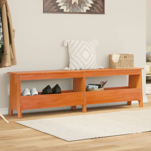 vidaXL Klupa za hodnik vo&scaron;tano smeđa 160x28x45 cm od masivne borovine