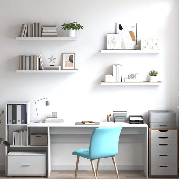 vidaXL Plutajuće zidne police 4 kom hrast i bijele 80x23,5x3,8 cm MDF