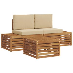 vidaXL Set vanjskih sofa s jastukom Prirodna i bež 59 x 59 x 37 cm