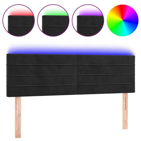 vidaXL LED uzglavlje crno 144x5x78/88 cm bar&scaron;unasto