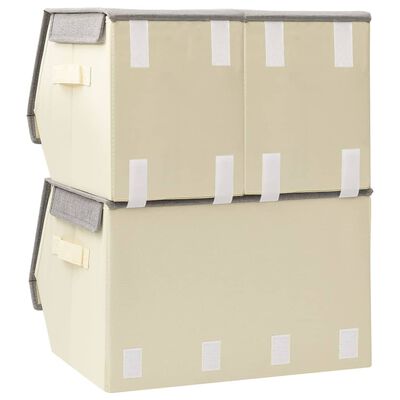 vidaXL 3-dijelni set složivih kutija za pohranu od tkanine sivi i krem