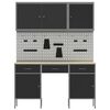 vidaXL Radni stol s ladicama 8 pcs Crna 150 x 55 x 200 cm Čelik