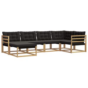 vidaXL Set vanjskih sofa 6 kom. Bijela i crna Čvrsto drvo akacije