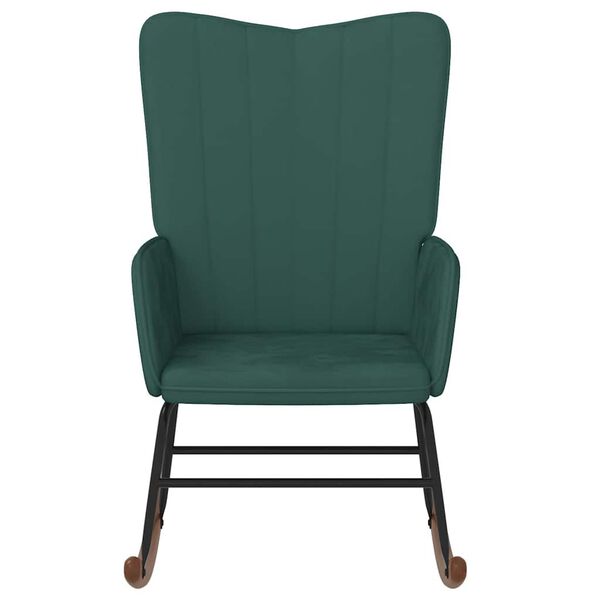 vidaXL Stolica za ljuljanje tamnozelena baršunasta