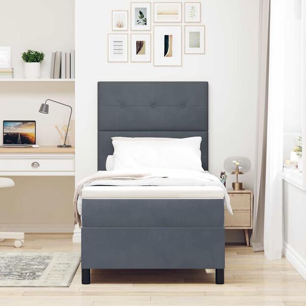 vidaXL Krevet s opruga kutije Tamno siva 90 x 190 cm tkanina