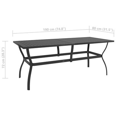 vidaXL Vrtni stol antracit 190 x 80 x 72 cm čelični