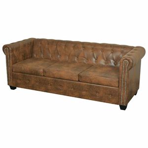 vidaXL Chesterfield Sofa 3-sjedalo smeđa umjetna koža