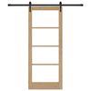 vidaXL Klizna vrata Prirodna 83 x 202 cm Masivna borovina i staklo