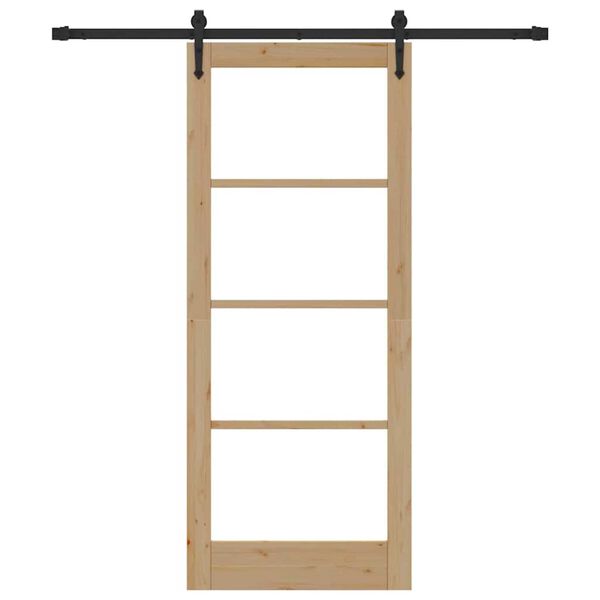 vidaXL Klizna vrata Prirodna 83 x 202 cm Masivna borovina i staklo