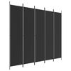 vidaXL Sobna pregrada s 5 panela crna 250 x 220 cm od tkanine