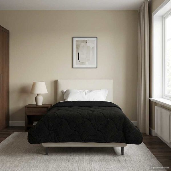 vidaXL Ljetni pokrivač Crna 140 x 200 cm Mikrofibra i teddy flis