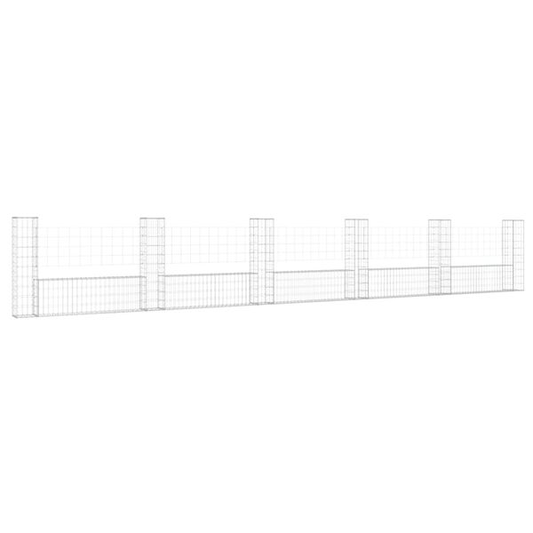 vidaXL Gabionska košara U-oblika sa 6 stupova 620x20x100 cm željezna