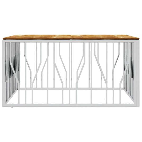 vidaXL Stolić za kavu srebrni od nehrđajućeg čelika i obnovljenog drva