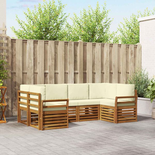 vidaXL Setovi sofa 6 pcs Prirodna i krem Čvrsto drvo akacije