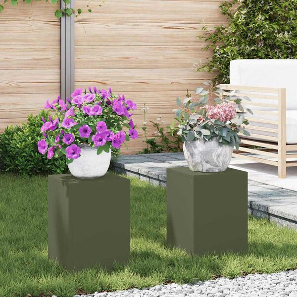 vidaXL Stalak za biljke 2 pcs Maslinovo zelena 24 x 24 x 35 cm Čelik