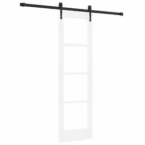 vidaXL Klizna vrata Bijelo 61 x 198,5 cm Masivna borovina i staklo